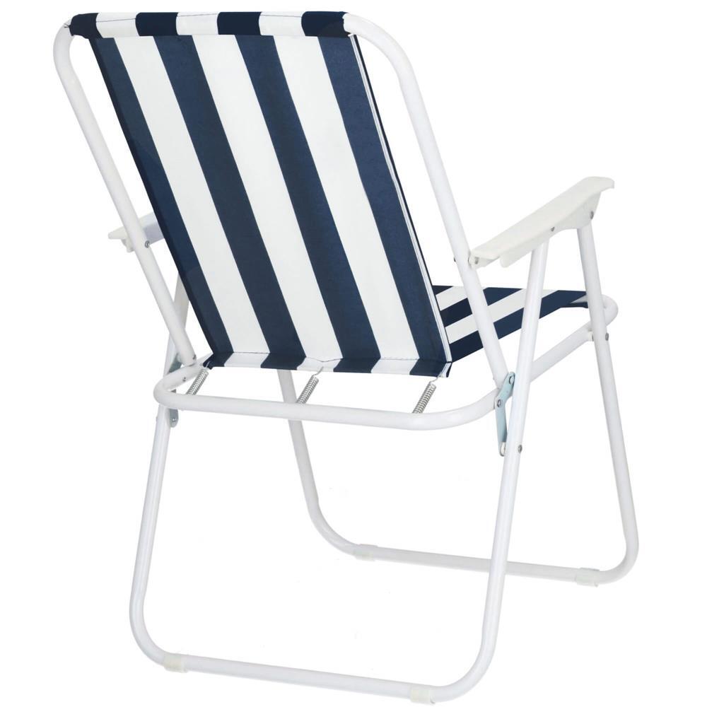 Scaun pliabil gradina, camping, pescuit, Springos, model dungi, alb si albastru, max 100 kg, 52x57x74 cm