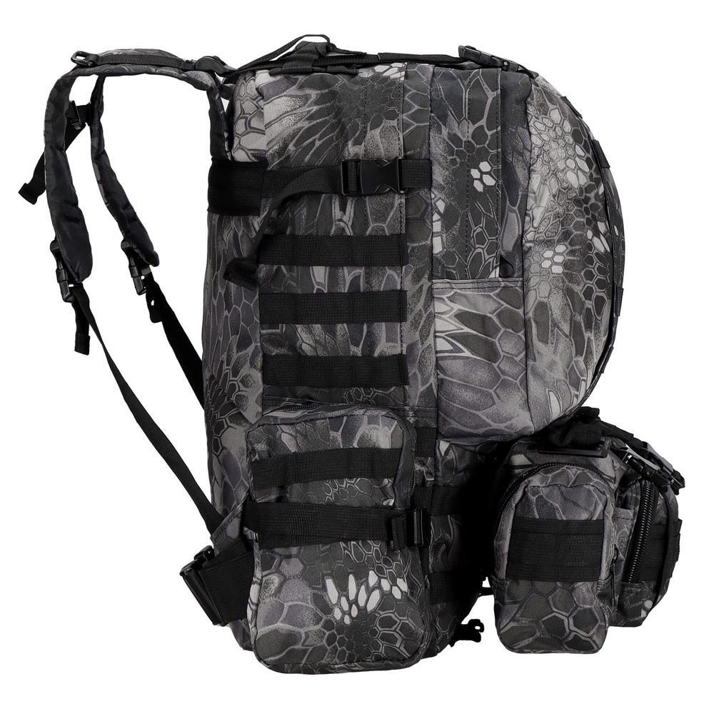 Ghiozdan/rucsac turistic, Springos, model Survival, 4 in 1, impermeabil, 50 L, camuflaj, gri, 50x40x50 cm