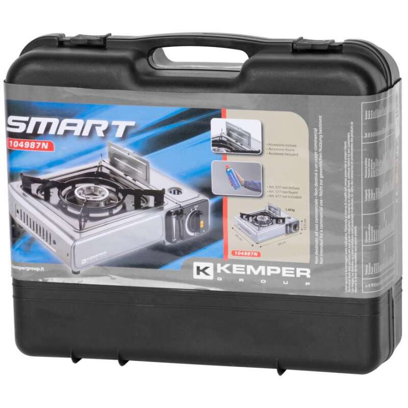Aragaz smart camping, portabil, 2.06 kW, un arzator, aprindere piezo-electrica, 36x31x9 cm, Kemper
