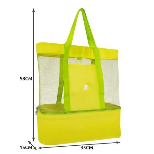 Geanta picnic, termoizolanta, impermeabila, verde si galben, 20 L, 35x15x58 cm, Malatec