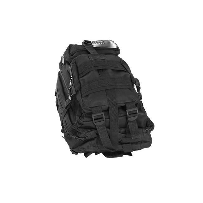 Ghiozdan/rucsac tactic, 5 compartimente, poliester 600D, negru, 20 L, 29x20x45 cm, Isotrade