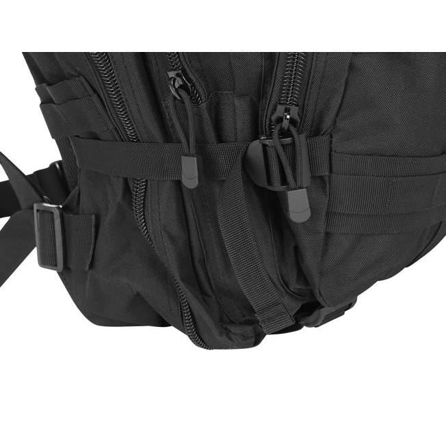 Ghiozdan/rucsac tactic, 5 compartimente, poliester 600D, negru, 38 L, 37x29x55 cm, Isotrade