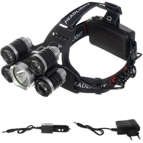 Lanterna de cap, 5xCREE LED, 4 moduri iluminare, cu incarcator, curea reglabila, Isotrade