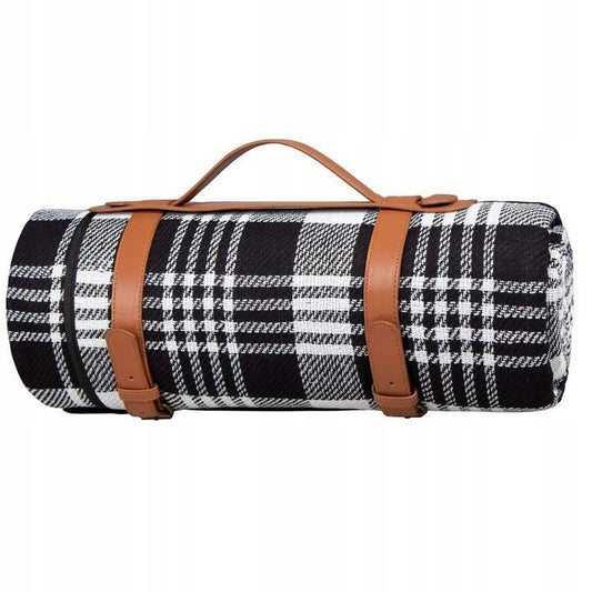 Patura picnic, model carouri, alb-negru, 200x200 cm, Springos