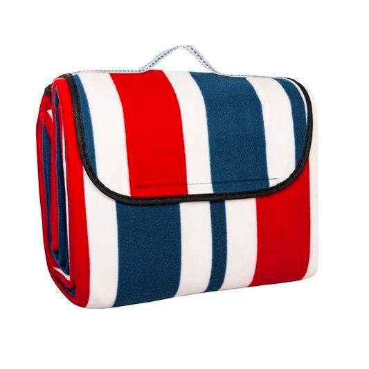 Patura picnic, model dungi, rosu, alb, albastru, 200x220 cm