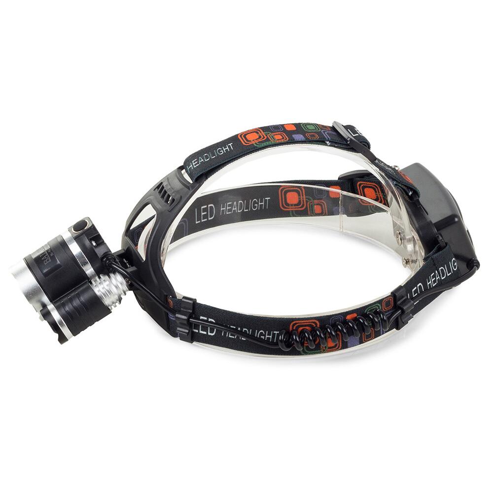 Lanterna de cap cu acumulator, tactica, Bailong, 1 x LED CREE XM-L T6, 2 x LED XP-E, unghi reglabil, 400 m
