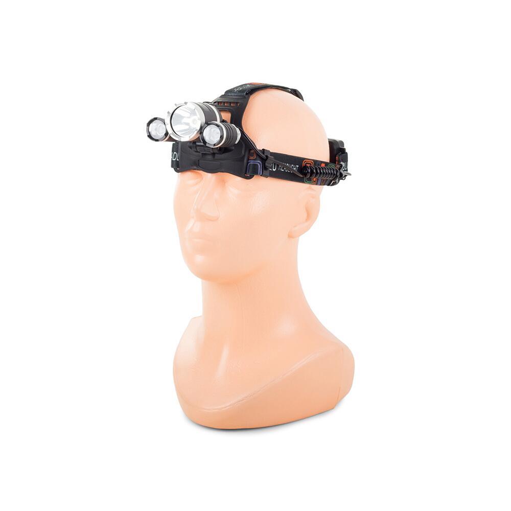 Lanterna de cap cu acumulator, tactica, Bailong, 1 x LED CREE XM-L T6, 2 x LED XP-E, unghi reglabil, 400 m