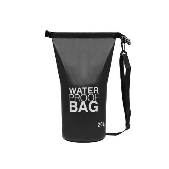 Geanta/rucsac camping, impermeabila, curea umar, PVC, negru, 20 L, 37x55.5 cm, Isotrade