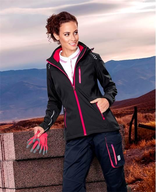Jachetă damă softshell Floret negru-roz - Hai-afara.com I Echipament de trekking, drumeții, cățărări, outdoor