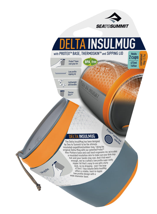 Cana 473 ml cu capac Sea To summit Delta InsulMug, leak proof, orange - Hai-afara.com I Echipament de trekking, drumeții, cățărări, outdoor