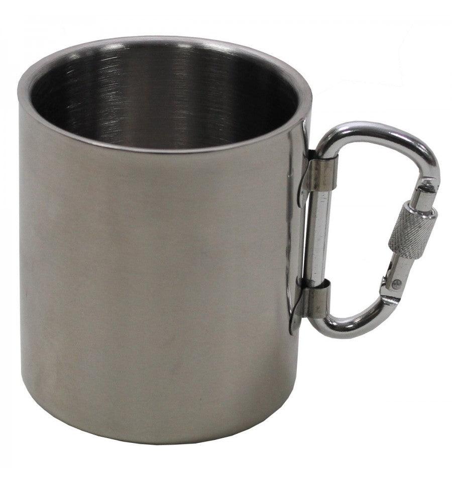 Cană inox cu carabină și pereți dubli 300 ml - Hai-afara.com I Echipament de trekking, drumeții, cățărări, outdoor