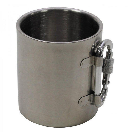 Cană inox cu carabină și pereți dubli 300 ml - Hai-afara.com I Echipament de trekking, drumeții, cățărări, outdoor
