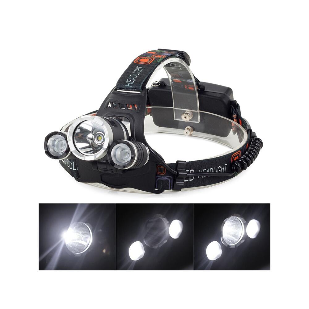 Lanterna de cap cu acumulator, tactica, Bailong, 1 x LED CREE XM-L T6, 2 x LED XP-E, unghi reglabil, 400 m
