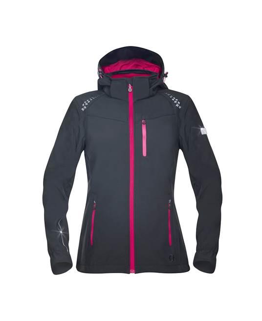 Jachetă damă softshell Floret negru-roz - Hai-afara.com I Echipament de trekking, drumeții, cățărări, outdoor